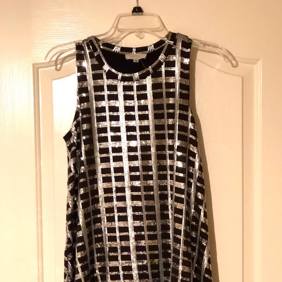 silver sequin swing dress